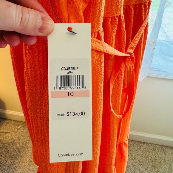 Calvin Klein Dress NWT size 10 in Orange - Picture 4 of 13